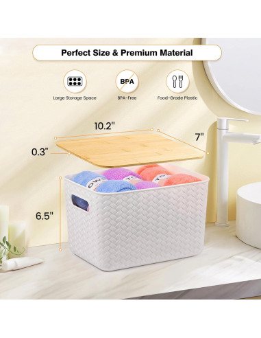 4 Cajas de Almacenamiento Apilables Ohmlove 6.3L Blanco