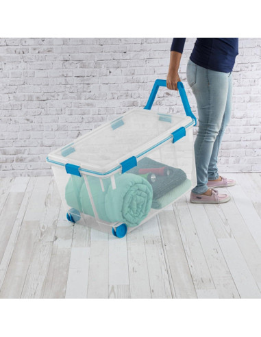 Caja de Almacenamiento Sterilite 120 Qt con Ruedas y Tapa