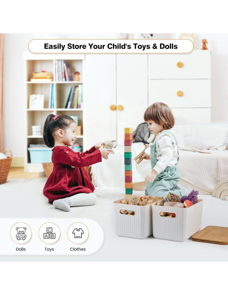 4 Cajas de Almacenamiento Apilables Ohmlove 6.3L Blanco