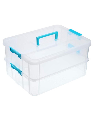 Caja de Almacenamiento Apilable JUXYES 2 Niveles Azul 2L