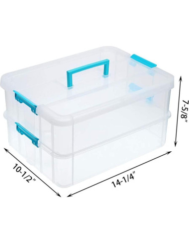 Caja de Almacenamiento Apilable JUXYES 2 Niveles Azul 2L