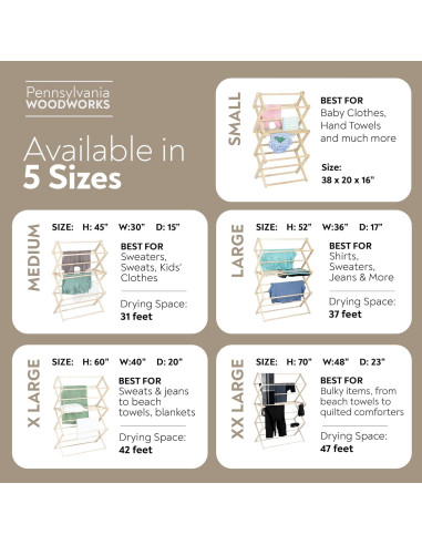 Estante Secar Ropa Plegable Pennsylvania Woodworks 132 cm