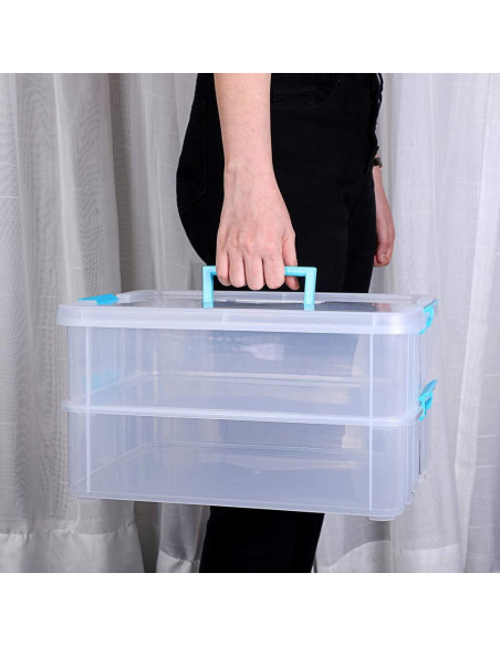 Caja de Almacenamiento Apilable JUXYES 2 Niveles Azul 2L