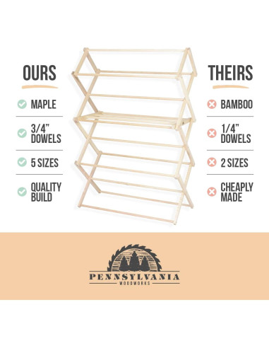 Estante Secar Ropa Plegable Pennsylvania Woodworks 132 cm