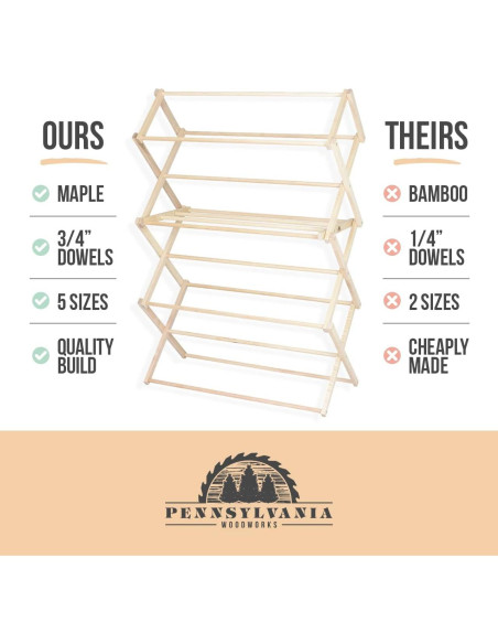 Estante Secar Ropa Plegable Pennsylvania Woodworks 132 cm