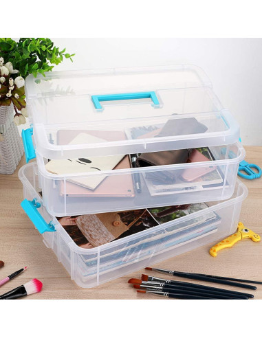 Caja de Almacenamiento Apilable JUXYES 2 Niveles Azul 2L