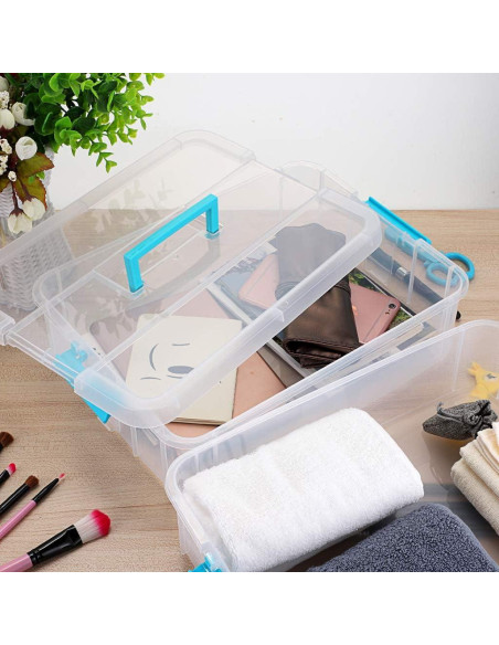 Caja de Almacenamiento Apilable JUXYES 2 Niveles Azul 2L