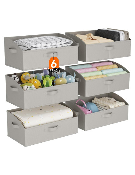 Cestas de Almacenamiento Lifewit 6 Piezas 50x28x20 cm Gris Claro