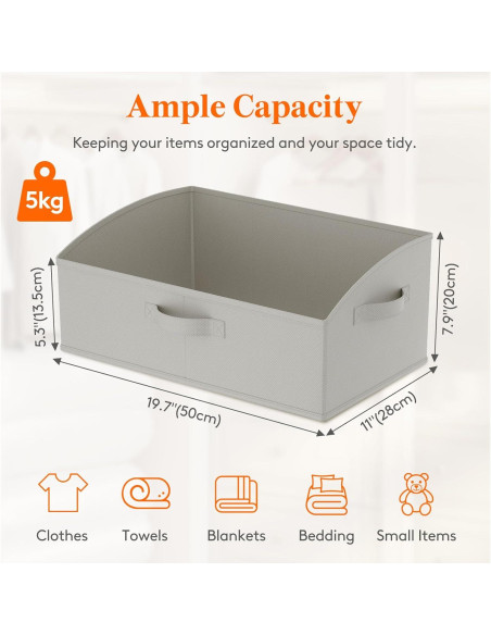 Cestas de Almacenamiento Lifewit 6 Piezas 50x28x20 cm Gris Claro