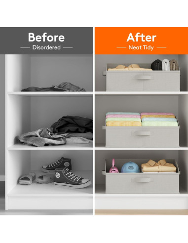 Cestas de Almacenamiento Lifewit 6 Piezas 50x28x20 cm Gris Claro