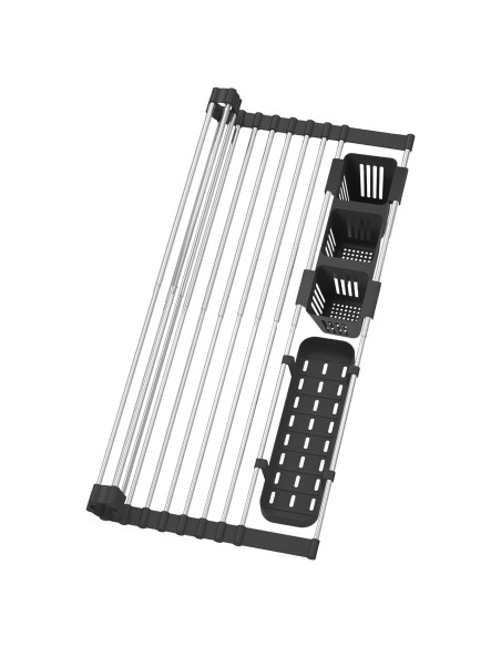 Estante de Secado de Platos Plegable BBXTYLY 57,79 cm Negro