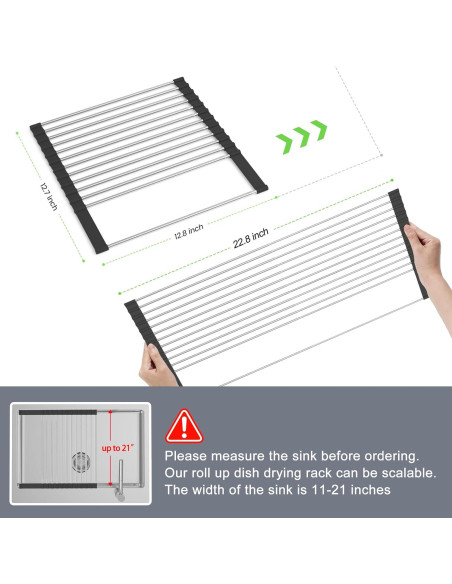 Estante de Secado de Platos Plegable BBXTYLY 57,79 cm Negro
