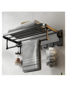 Soporte para Toallas VOLPONE 60 cm Plegable Negro Mate