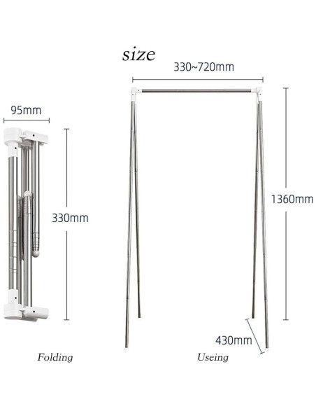 Perchero de Ropa Plegable Heekaby Acero Inoxidable 134 cm