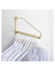 Perchero Plegable Hiendure Dorado Cepillado 30 cm Soporte Ropa
