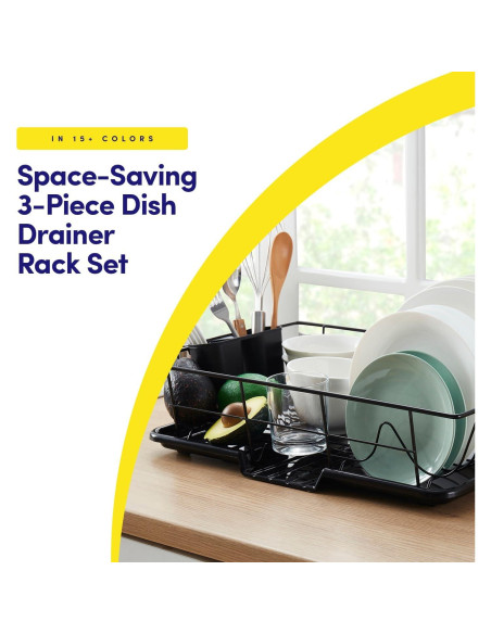 Escurridor de Platos 3 Piezas Sweet Home Negro 1,11 kg