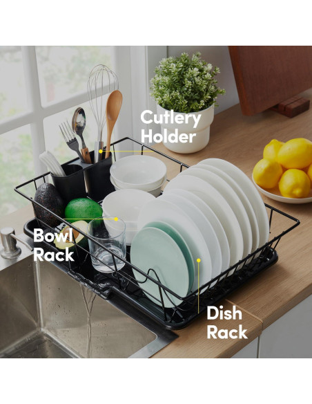 Escurridor de Platos 3 Piezas Sweet Home Negro 1,11 kg