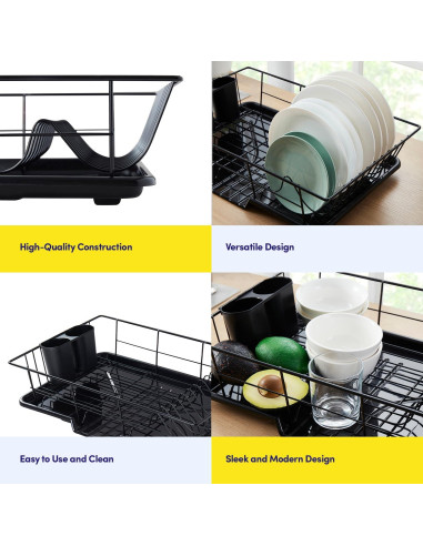 Escurridor de Platos 3 Piezas Sweet Home Negro 1,11 kg