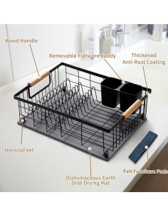 Escurridor de Platos Lalaunicky con Alfombrilla Diatomita 40x30cm 2