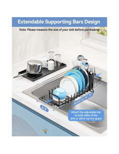 Escurridor de Platos LIONONLY Extensible Negro 36 cm 2