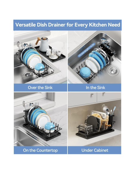 Escurridor de Platos LIONONLY Extensible Negro 36 cm