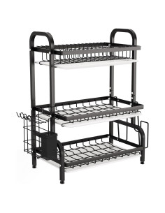 Estante de Secado de Platos 1Easylife 3 Niveles Metal Negro