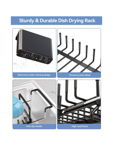 Escurridor de Platos LIONONLY Extensible Negro 36 cm