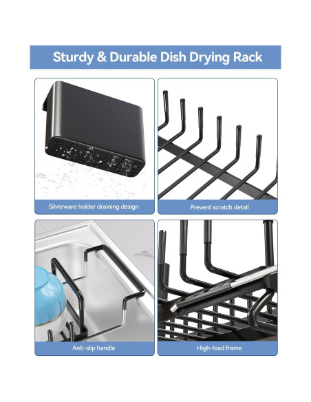 Escurridor de Platos LIONONLY Extensible Negro 36 cm