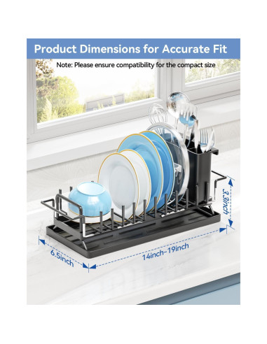 Escurridor de Platos LIONONLY Extensible Negro 36 cm