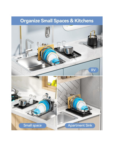 Escurridor de Platos LIONONLY Extensible Negro 36 cm