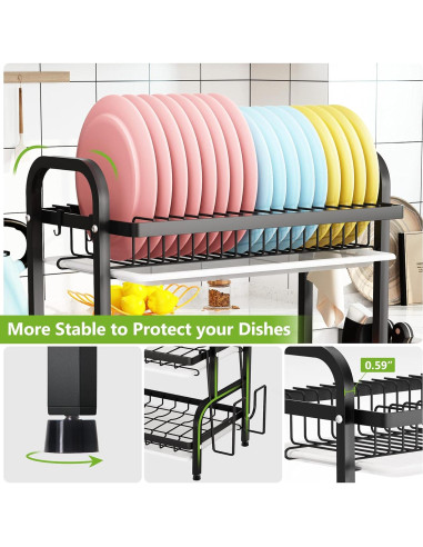 Estante de Secado de Platos 1Easylife 3 Niveles Metal Negro