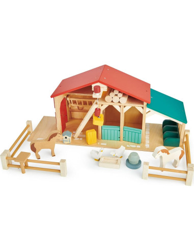 Conjunto de Juguetes de Granja Tender Leaf - Madera Realista