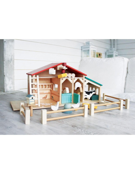 Conjunto de Juguetes de Granja Tender Leaf - Madera Realista