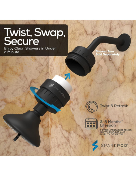 Cabezal de Ducha Filtrado SparkPod 23 Etapas Alta Presión