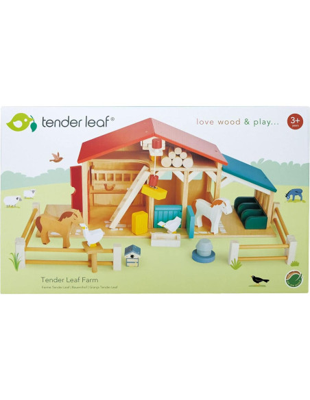 Conjunto de Juguetes de Granja Tender Leaf - Madera Realista