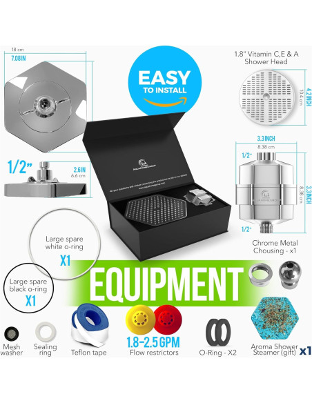 Cabezal de Ducha Filtrada AquaHomeGroup 20 Etapas Cromo
