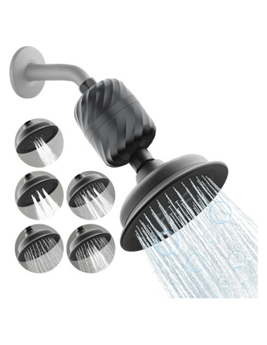 Cabezal de Ducha Filtrado MiMcCoy 5 Modos 13.97 cm Negro