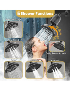 Cabezal de Ducha Filtrado MiMcCoy 5 Modos 13.97 cm Negro 2