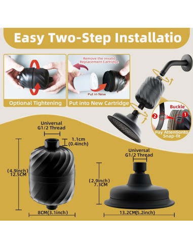 Cabezal de Ducha Filtrado MiMcCoy 5 Modos 13.97 cm Negro