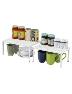 Organizador de estante apilable Simple Houseware Blanco 2 Unidades
