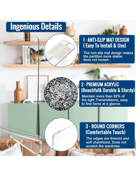 Divisores de Estante Acrílico Transparente BAUMFEUER 12 Pzas