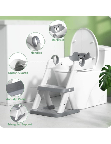 Asiento de Entrenamiento para Baño RABB 1ST Gris 2 en 1