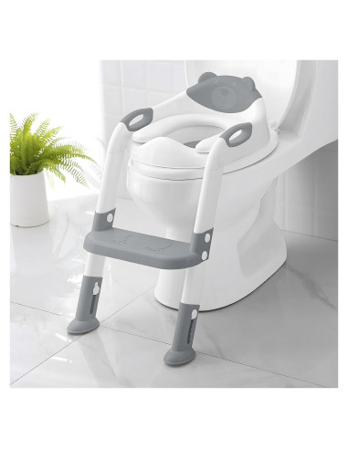 Asiento de Entrenamiento para Baño SKYROKU Gris con Escalera