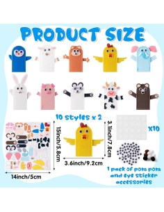 Títeres de dedo de animales COcnny - Kit de 20 piezas 2