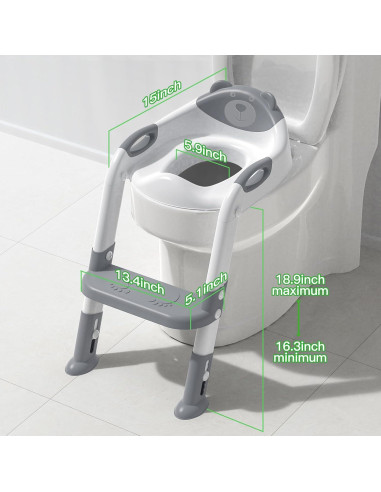 Asiento de Entrenamiento para Baño SKYROKU Gris con Escalera