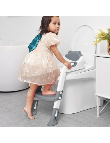 Asiento de Entrenamiento para Baño SKYROKU Gris con Escalera