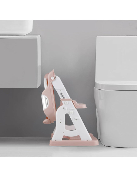 Asiento de Entrenamiento para Baño PandaEar Rosa con Escalera