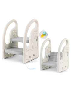 Escalón Ajustable Onasti 2 Pasos para Niños Gris