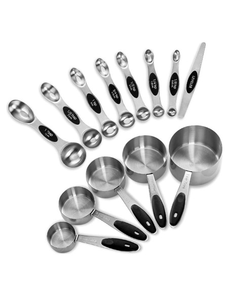 Juego de Tazas y Cucharas Medidoras EDELIN Acero Inoxidable 13 Piezas