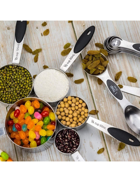 Juego de Tazas y Cucharas Medidoras EDELIN Acero Inoxidable 13 Piezas
